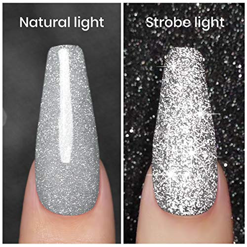 Rarjsm Glitter Nail Polish Silver Nailpolish Gel Nail Polish 1Pack 7.5Ml Soak Off Nail Cure Required For Nail Art Design Salon Quality Diy