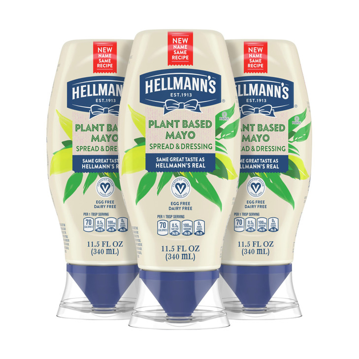 Hellmann S Plant Based Mayonnaise 11.5 Oz Creamy Vegan Mayo Squeeze 3Pk