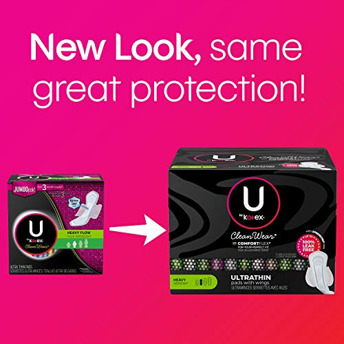 U By Kotex Cleanwear Ultra Thin Feminine Pads With Wings Heavy Absorbency 28 Count