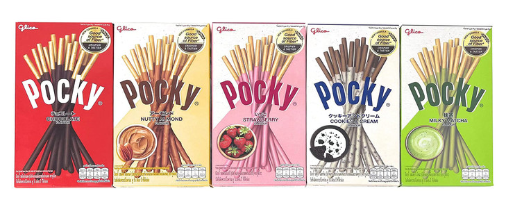 Pocky Biscuit Stick 5 Flavor Variety Pack Pack Of 5 Total 7.2 Oz Classic Flavors