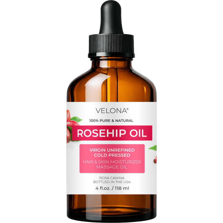 Velona Rosehip Oil 4 Fl Oz Cold Pressed Pure And Natural With Dropper