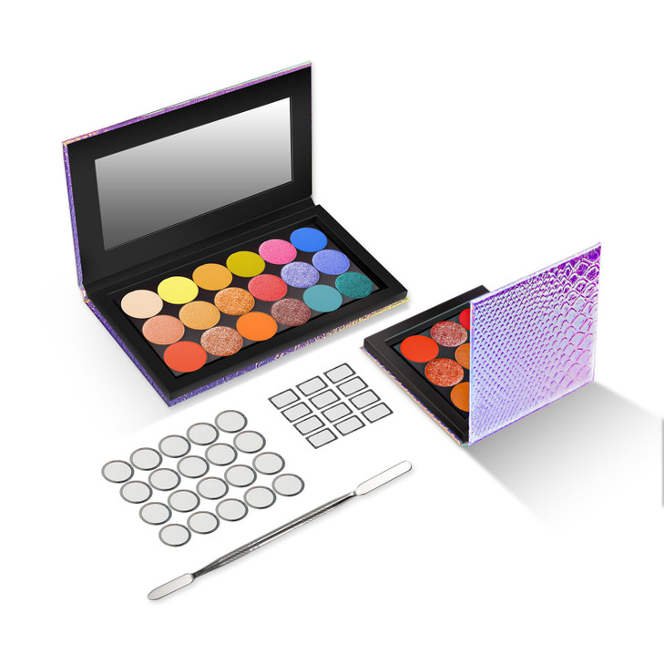 2 Packs Magnetic Makeup Palette Empty With Spatula And Metal Stickers 18 Pan And 9 Pan Empty Eyeshadow Palette For Travel Diy Fish Scales