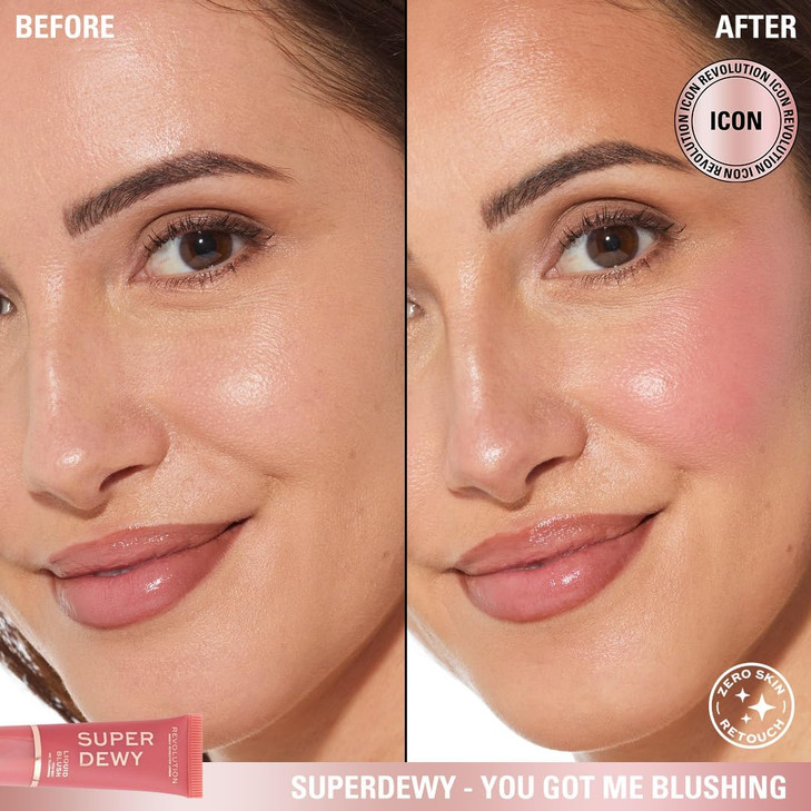 Revolution, Superdewy Liquid Blush, Richly Pigmented & Buildable, Blendable Formula, You Got Me Blushing, 0.5 fl oz
