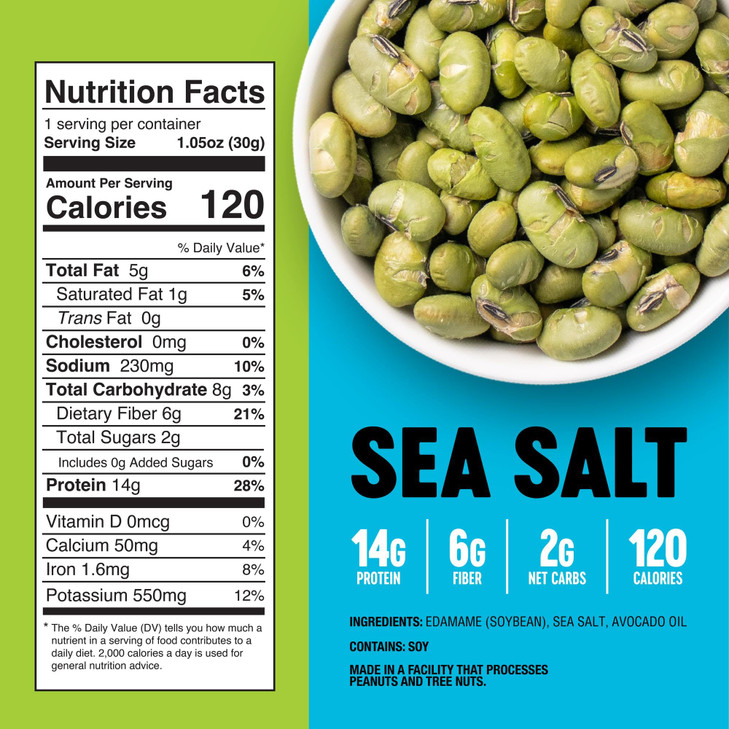The Only Bean Crunchy Edamame Beans Snack Sea Salt Low Carb 4Oz Pack Of 3
