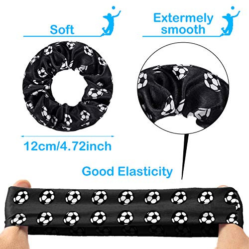 Willbond 20 Pcs Soccer Scrunchies Soccer Hair Ties For Girls White Black