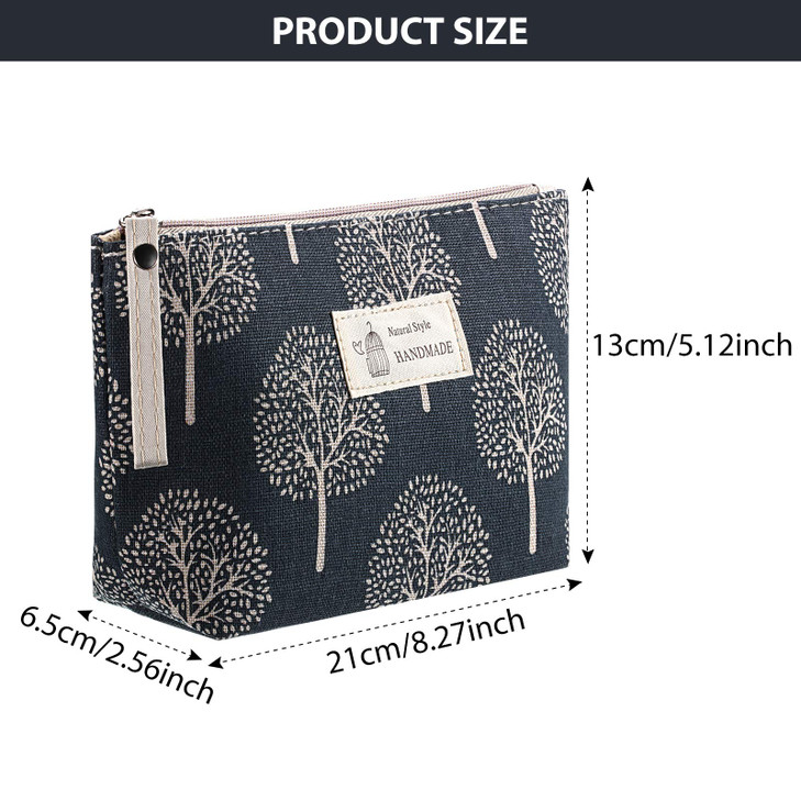 Boao 6 Pcs Canvas Cosmetic Bag Xmas Makeup Pouch For Women Grid Style