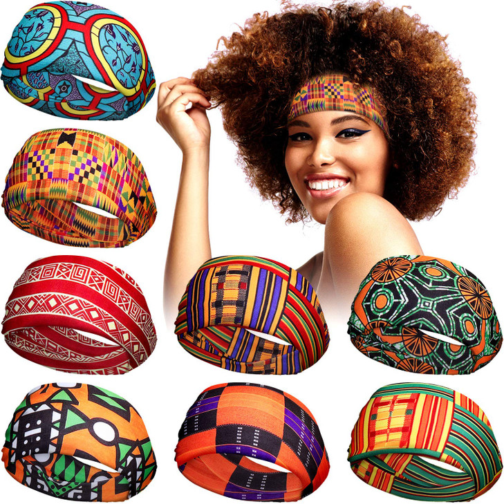 Willbond 8 Pcs African Headband For Women Classic Pattern