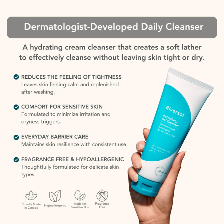 Riversol Hydrating Cream Cleanser For Sensitive Rosacea Prone Skin