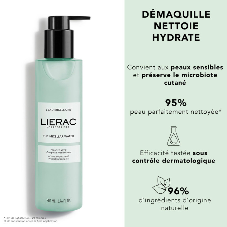 Lierac Demaquillant Micellar Water - Gentle Makeup Remover for Sensitive Skin, Cleanses - Moisturizes, Hydrating & Soothing, Eye Makeup Remover, Mice