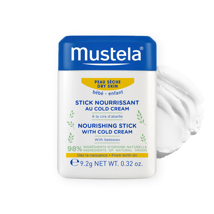 Mustela Baby Nourishing Stick Lip And Face Moisturizer For Dry Skin With Natural Avocado Cold Cream And Beeswax 0.32 Oz