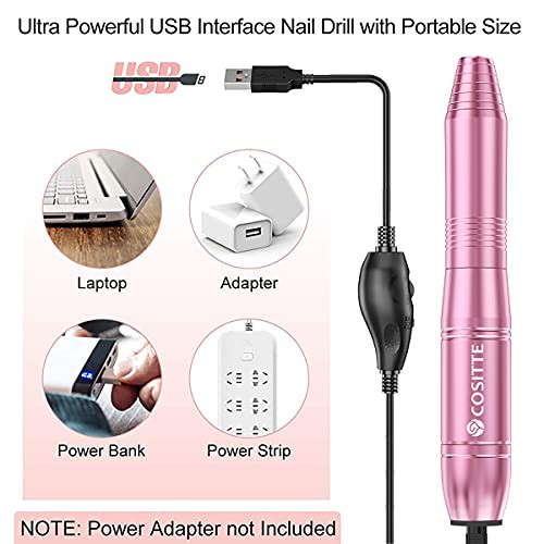 Cositte Electric Nail Drill Usb Electric Nail Drill Machine For Acrylic Nail Kit Portable Electric Nail File Polishing Tool Manicure