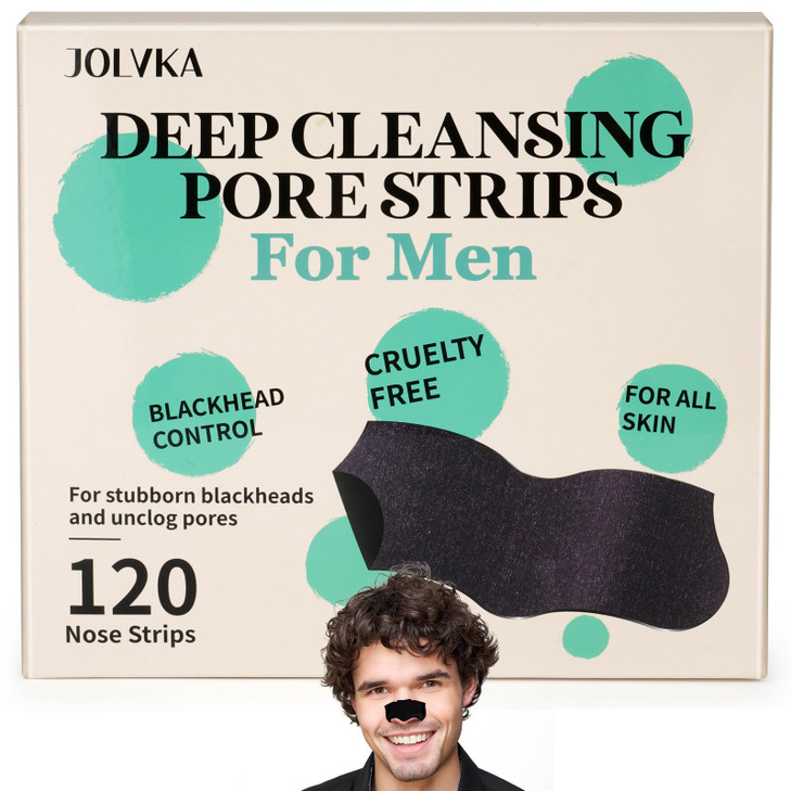 Jolvka Blackhead Remover Pore Strips For Men 120 Strips Deep Cleansing Nose Strips Charcoal Pore Strips Unclogs Pores