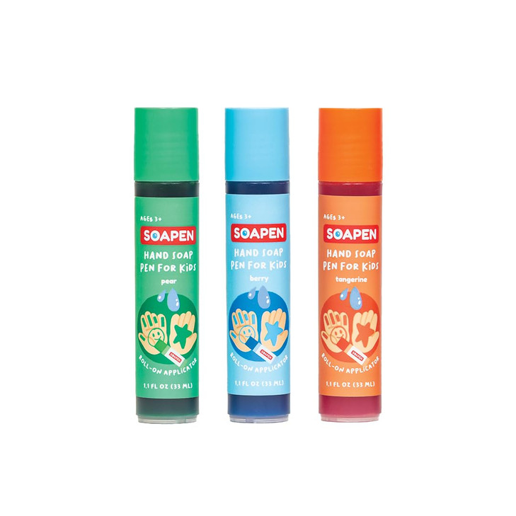 Soapen Kids Roll On Hand Soap As Seen On Shark Tank Fun Colorful Soap Pen Encourages Proper Handwashing Nourishing Paraben Free 3 Pack Pear