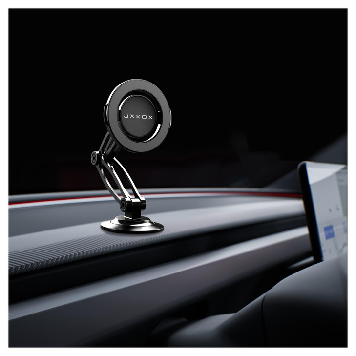 JXXOX for Mag-Safe Car Phone Mount, 1080° Adjustable 3-Axis Arm Magnetic Dashboard & Windshield Holder, Strong Adhesive Base, Stable Hands-Free Car M