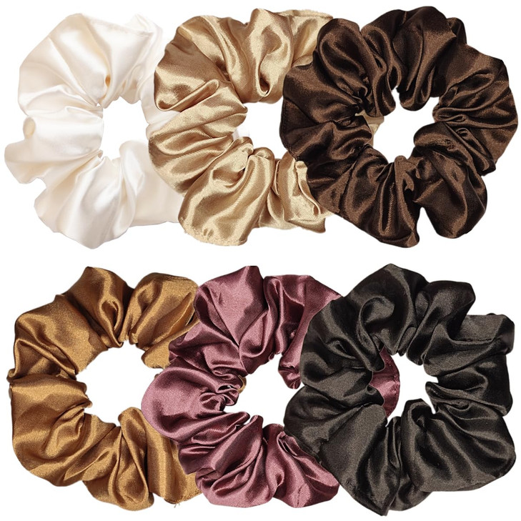 Sufermoe 6 Pcs Satin Silk Hair Scrunchies 6 Classic Colors Soft Hair Ties Fashion Hair Bands Hair Bow Ropes Hair Elastic Ponytail Holders