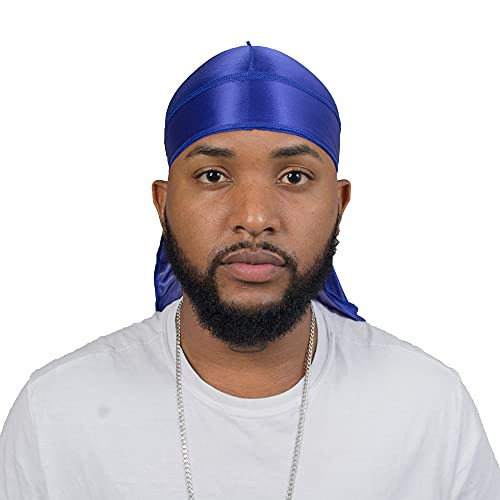 Forcewave Silky Durag For Men Wave Cap Satin Dorag For 360 Wave Blue