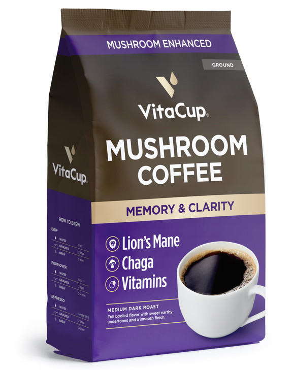 Vitacup Mushroom Coffee Grounds With Lions Mane For Memory And Clarity 10Oz