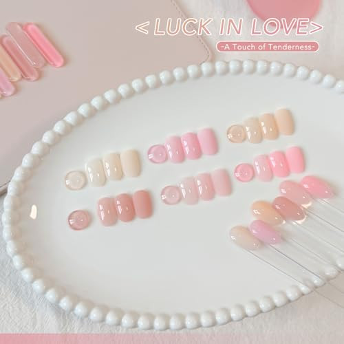Gaoy Jelly Gel Nail Polish Set 6 Colors Pink White Nude Sheer Uv Gel