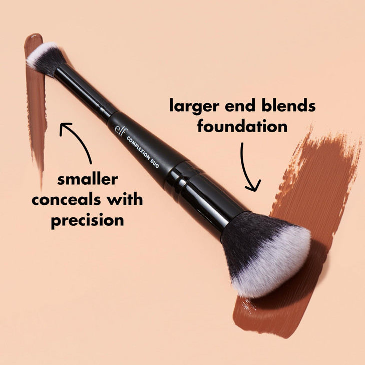 E.L.F. Complexion Duo Brush Makeup Brush For Applying Foundation And Concealer Creates An Airbrushed Finish Made With Vegan Cruelty Free