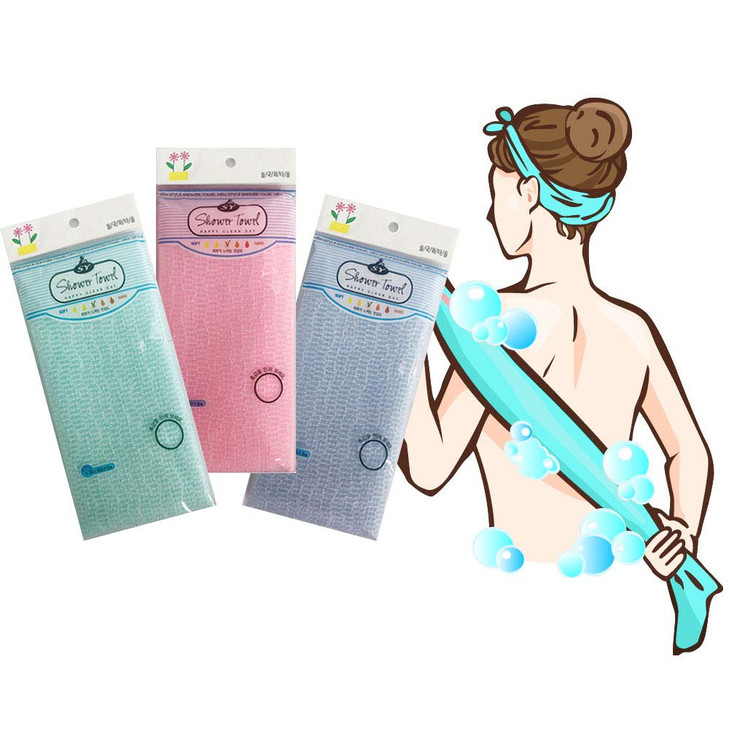Premium Exfoliating Washcloth Towel 3 Color Korean Loofah Bath Sponge Long Back Scrubber African Bath Sponge African Long Net For Shower It