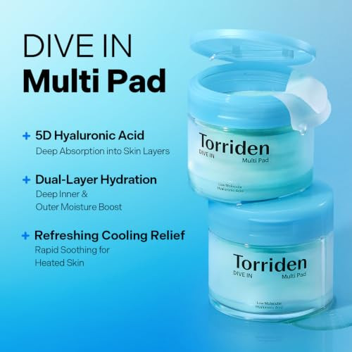 Torriden Dive In Multi Pad 80 Pads Serum Infused Facial Pads For Cooling Soothing Hydrating Spot Masking Hyaluronic Acid Panthenol Allantoin