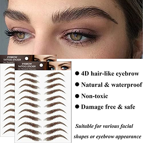 22 Pairs 4D Eyebrows Tattoo Hair Like Authentic Eyebrows Eyebrows Tattoo Peel Off Long Lasting Waterproof Natural False Eyebrows Makeup