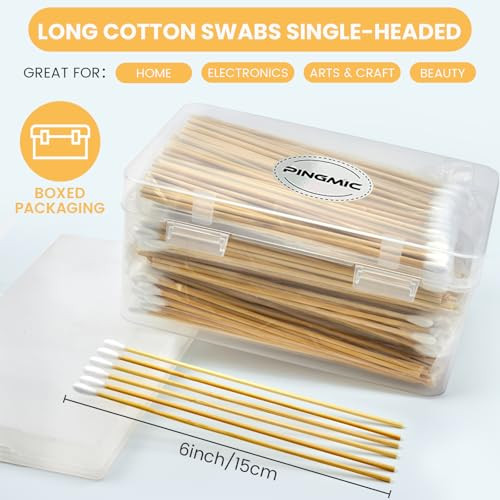 500Pcs 6 Cotton Swabs In Storage Box Long Cotton Swab With Wooden Sticks