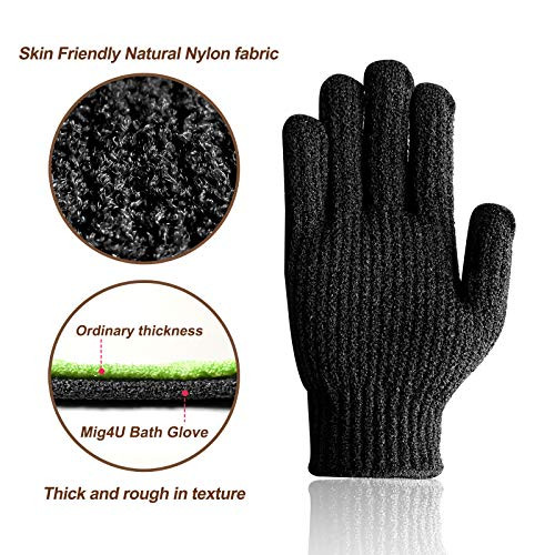 Mig4U Shower Scrub Gloves Exfoliating For Women And Men Medium To Heavy Bathing Remove Dead Skin Body Beauty Sponge Loofah Deep Cleansing 1