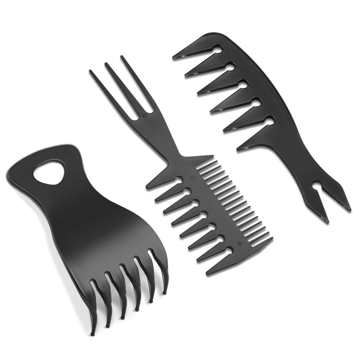 Patelai 3 Pcs Wide Tooth Styling Comb Set With Hair Pick For Curly Hair