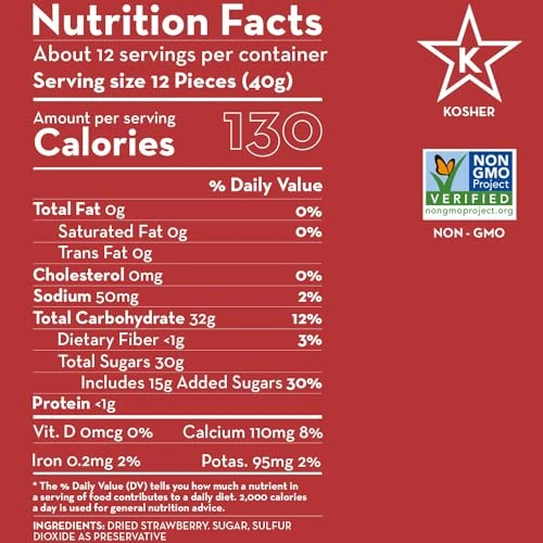 Sunny Fruit Organic Soft Dried Whole Strawberries 18 Ounce Bulk Bag