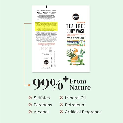Puriya Tea Tree Body Wash Use With Jock Itch Athletes Foot Body Back Acne Treatment Moisturizing Natural Wash For Men Women Dry Skin