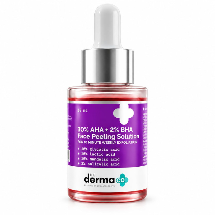 The Derma Co 30 Percent Aha Plus 2 Percent Bha Pee Ling Solution Multi Purpose Formula For Clogged Pores Acne Marks And Aging Skin 10 Min