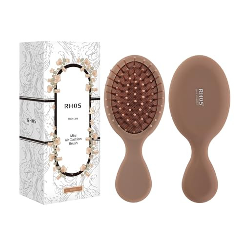 Rhos Mini Hair Brush For Women Men And Kids Travel Size Hair Brush For Purse Pocket Backpack Small Cushion Paddle Brush With Soft Bristles