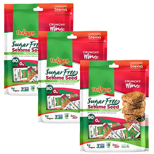 Dulzura Borincana Kit Vegan Sesame Sugar Free Snack Bars 3 Pack 5.08 Oz Each Bag Sweetened With Stevia Non Gmo Gluten Free