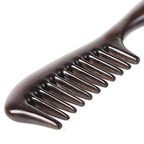Onedor Handmade Black Sandalwood Hair Combs Anti Static Scented Wood Comb For Natural Hair Detangling Extra Wide Tooth