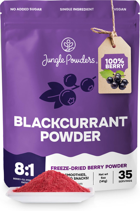 Jungle Powders Black Currant Powder 5 Ounce Bag Natural Freeze Dried Black Currants For Recovery Dehydrated Fruit Rich In Anthocyanins And