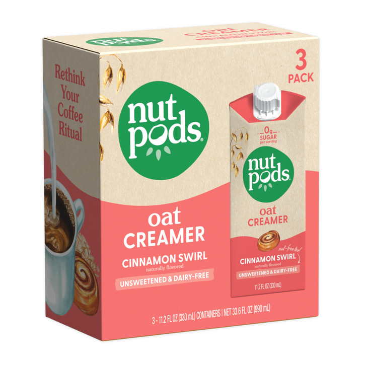 Nutpods Oat Cinnamon Swirl Unsweetened Non Dairy Coffee Creamer 3 Pack