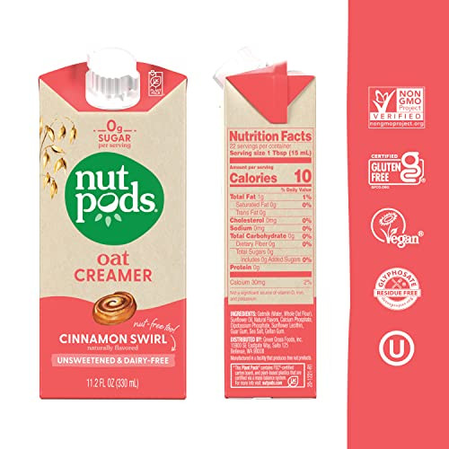 Nutpods Oat Cinnamon Swirl Unsweetened Non Dairy Coffee Creamer 3 Pack