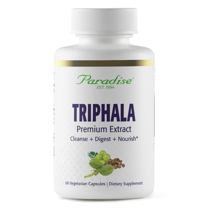 Paradise Herbs Organic Triphala Extract, Super Potent, Ultra Pure, Vegan, Non-GMO, Gluten Free, 60 Vegetarian Capsules