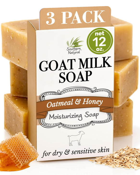 Southern Natural Oatmeal Soap Bar 3 Pack Unscented Goat Milk Soap Bars