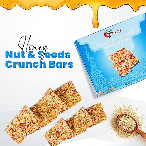 Ny Spice Shop Honey Nut And Seed Snack Bar 1 Pound Sesame Snacks Nuts And Seed Snaps Honey Candy With Almonds Cashews And Sunflower Seeds
