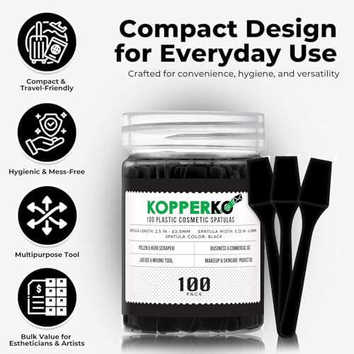 Kopperko Mini Lotion Spatula 2.5 Inch 100 Pack Black