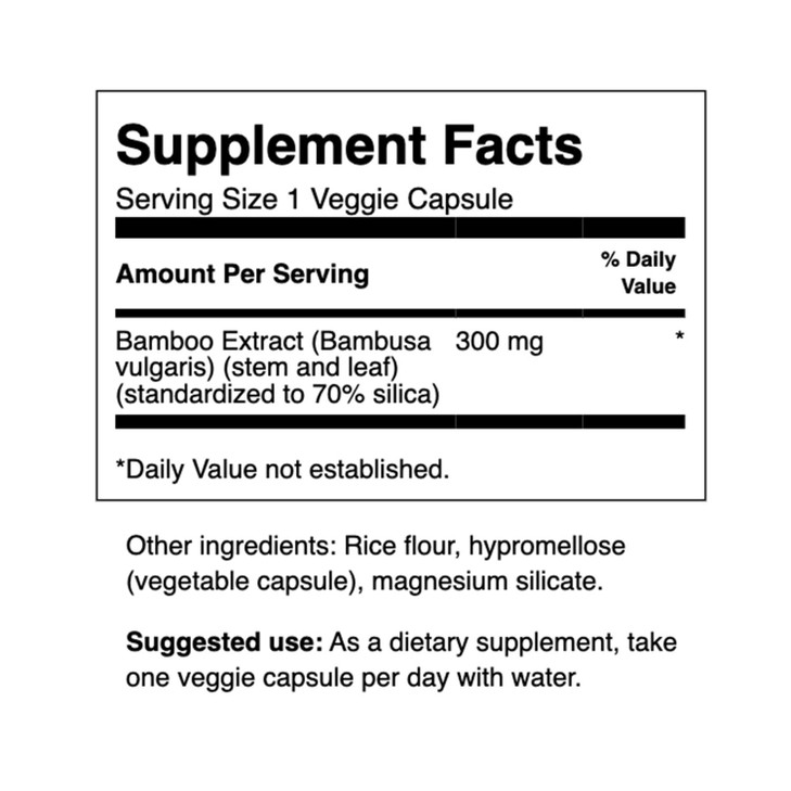 Swanson Bamboo Extract for Hair and Nails Silica Supplement Supports Collagen 300 mg 60 Veggie Capsules