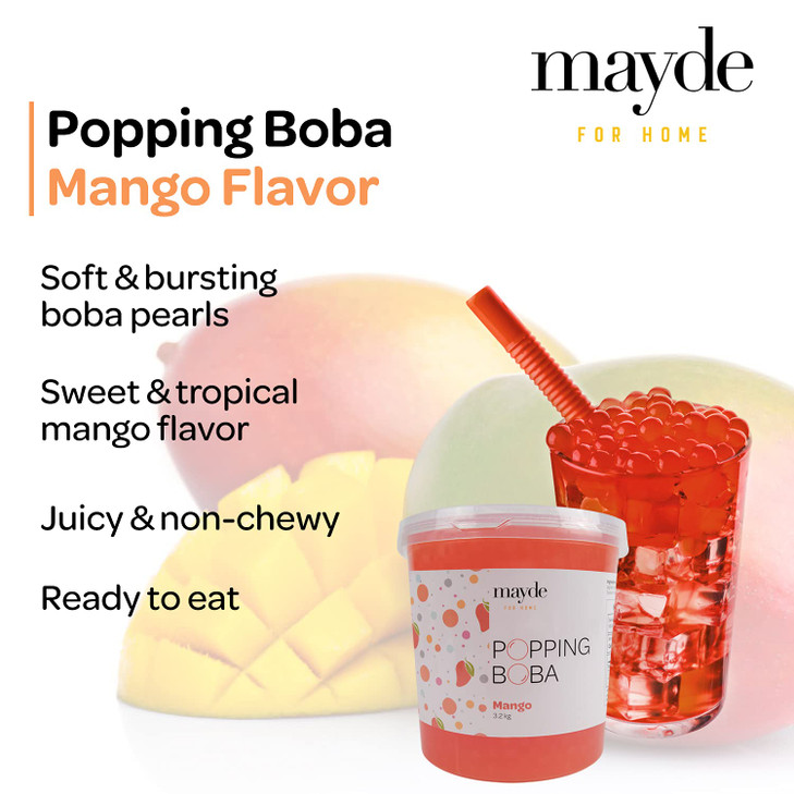 Mayde Popping Boba Pearls Popping Boba Balls For Drinks Mango 7 Pounds