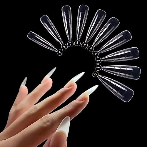 Desdemona 100 Pcs Poly Extension Gel Dual Nail Form Builder Gel Stiletto Nail Molds False Nail Tips For Gel Manicure Nail Art Design Salon