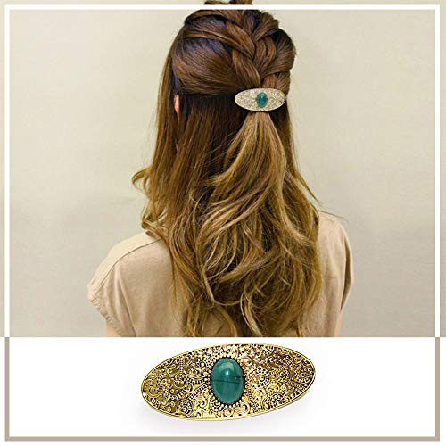 4 Packs Vintage Gem Decorative Hair Barrettes For Women Girls Classic Carved Pattern Retro Metal French Hair Clips Hairpins Spring Hair