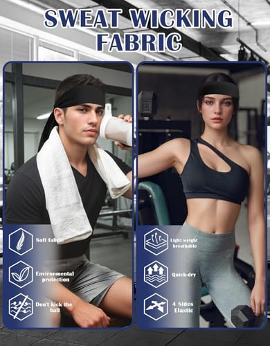 Black Head Tie Headband Tie Up Sweatband For Tennis Sweat Hair Band Ninja Karate Pirates Basketball Running Workout For Men Women Boys Girls