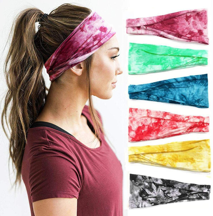 Huachi Women S Headbands Yoga Workout Exercise Headbands For Women Cute Elastic Hair Bands For Women S Hair Tie Dye Bandeau Headband