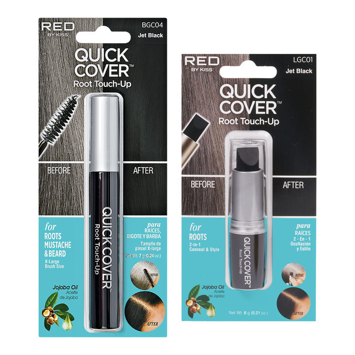 Red By Kiss Quick Cover Gray Hair Touch Up Root Touch Up Moisturize And Shine Brush Type And Stick Type Set Jet Black