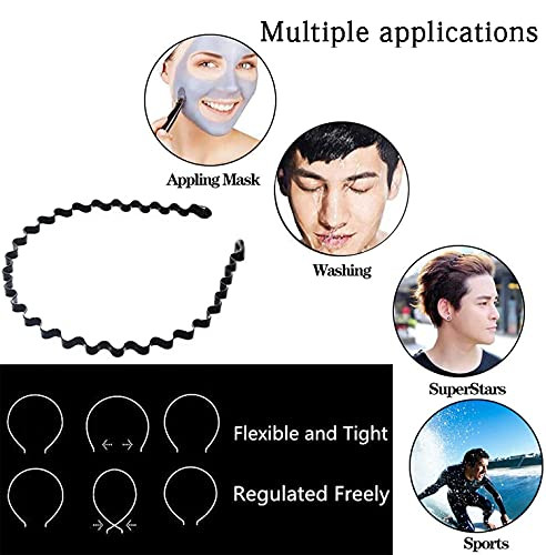 Jerlitu Metal Hair Band For Men Wavy Wire Headband 6 Pcs